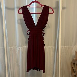 Burgundy cutout mini dress (b2)